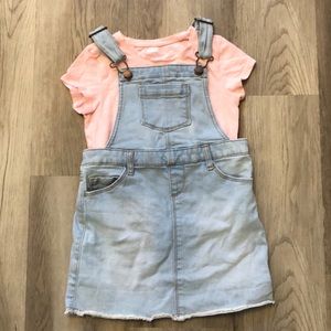 ON 5T overall dress with pink tee